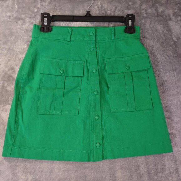 Showpo Women 4 Green Utility Pocket Detail Summer Y2K Vibes Cotton Mini Skirt - Picture 1 of 9